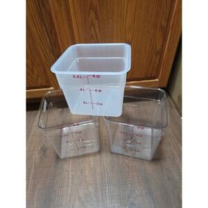 Food Storage Containers, 3 Pack, 2x 8 QT, 1x 6 QT, Lids Not Included, by CAMBRO
